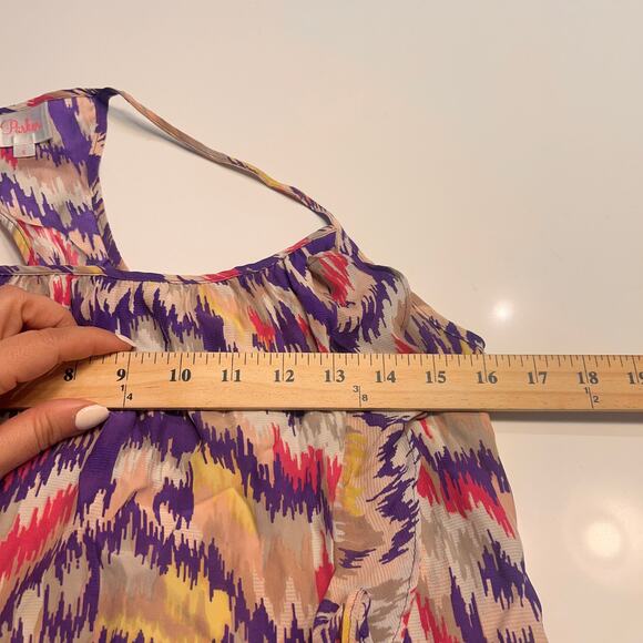 Parker Women's Multicolored Racer Back Summer Sun Mini Dress Size Small - Picture 8 of 10